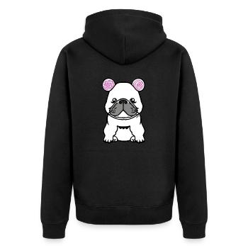Bulldog Français Chien anglais kawaii 9 - Veste à capuche bio Premium Unisexe - noir - Dos - Nico (187cm)