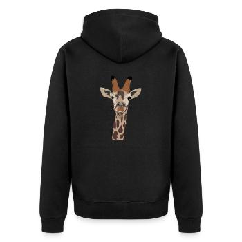 Giraffenkopf Giraffenportraet - Unisex Premium Bio Zip Hoodie - Schwarz - Hinten - Nico (187cm)