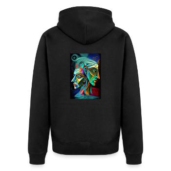 Métamorohose de deux visages individuels - Veste à capuche bio Premium Unisexe - noir - Dos - Nico (187cm)
