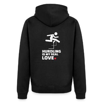 I love hurdles - Unisex Premium Organic Zip Hoodie - black - Back - Nico (187cm)