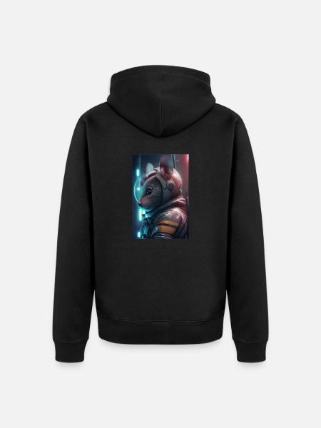 Mouse in space - Unisex Premium Organic Zip Hoodie - black