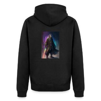 Lichtschwert - Unisex Premium Bio Zip Hoodie - Schwarz - Hinten - Nico (187cm)