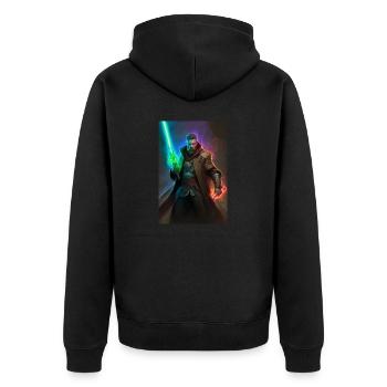 Lichtschwert - Unisex Premium Bio Zip Hoodie - Schwarz - Hinten - Nico (187cm)