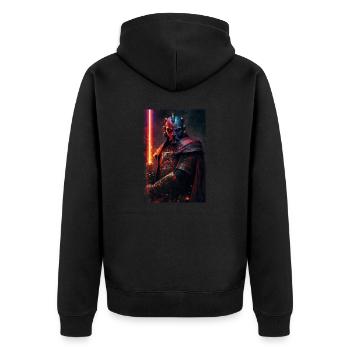 Lichtschwert - Unisex Premium Bio Zip Hoodie - Schwarz - Hinten - Nico (187cm)