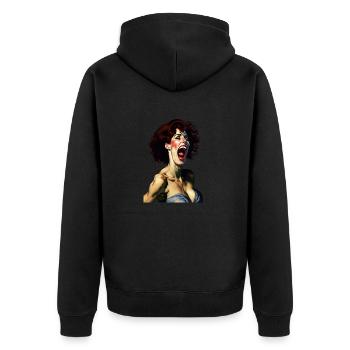 Der Schrei #1 - Unisex Premium Bio Zip Hoodie - Schwarz - Hinten - Nico (187cm)