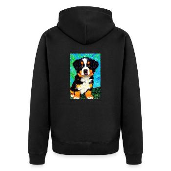 Bernese Mountain Dog Van Gogh Style | Dog lover - Unisex Premium Organic Zip Hoodie - black - Back - Nico (187cm)