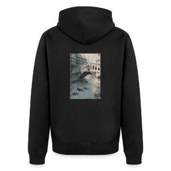 Le pont du Rialto à Venise - Veste à capuche bio Premium Unisexe - noir - Dos - Nico (187cm)