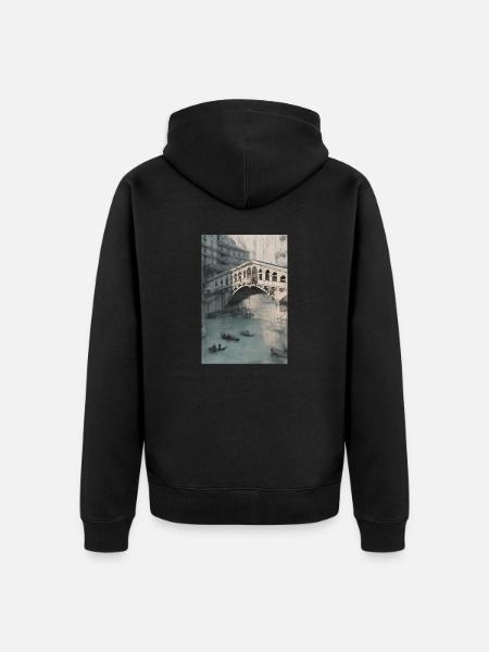 Le pont du Rialto à Venise - Veste à capuche bio Premium Unisexe - noir