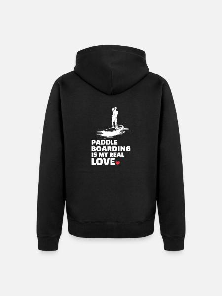 I love paddleboarding - Unisex Premium Organic Zip Hoodie - black