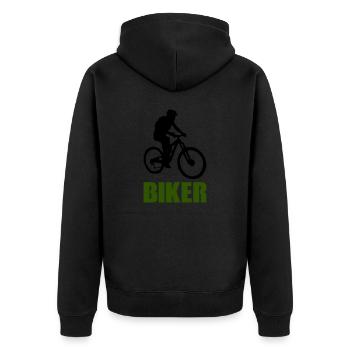 biker - Unisex Premium Bio Zip Hoodie - Schwarz - Hinten - Nico (187cm)