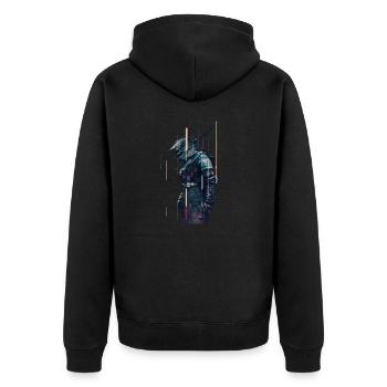 Full Body Samurai - Unisex Premium Organic Zip Hoodie - black - Back - Nico (187cm)