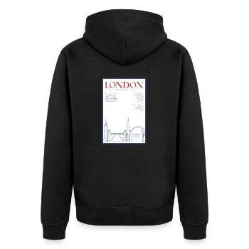 London - Unisex Premium Bio Zip Hoodie - Schwarz - Hinten - Nico (187cm)