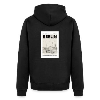 Berlin - Unisex Premium Bio Zip Hoodie - Schwarz - Hinten - Nico (187cm)