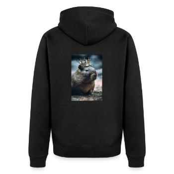 Süßes Capybara Geschenk Krone Niedliches Capybara - Unisex Premium Bio Zip Hoodie - Schwarz - Hinten - Nico (187cm)