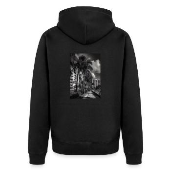 Miami Skyline Beach Palm Trees Cadeau Vintage Miami - Veste à capuche bio Premium Unisexe - noir - Dos - Nico (187cm)