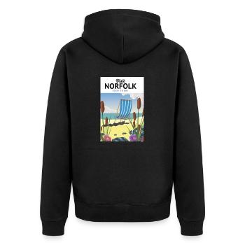 Norfolk Seaside Travel poster - Unisex Premium Organic Zip Hoodie - black - Back - Nico (187cm)