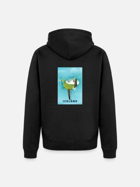 Map Of Iceland ski map - Unisex Premium Organic Zip Hoodie - black