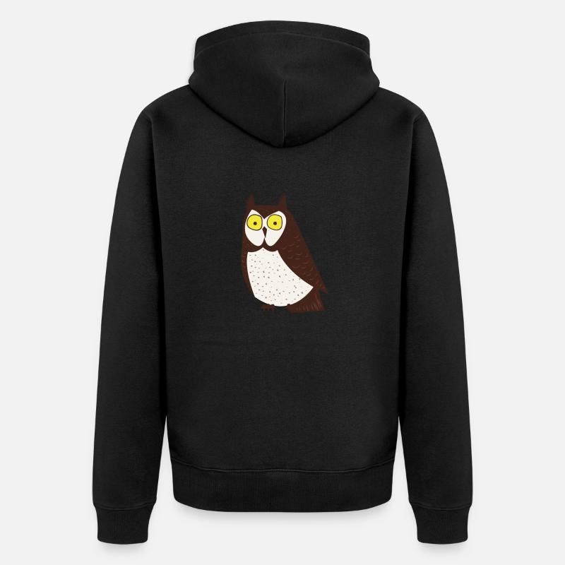 Hibou de dessin animé - Veste à capuche bio Premium Unisexe - noir