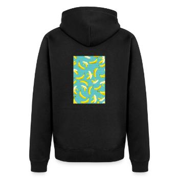Banana pattern - Unisex Premium Organic Zip Hoodie - black - Back - Nico (187cm)