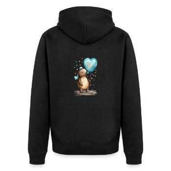 Schnabeltier Herz Aquarell - Unisex Premium Bio Zip Hoodie - Schwarz - Hinten - Nico (187cm)