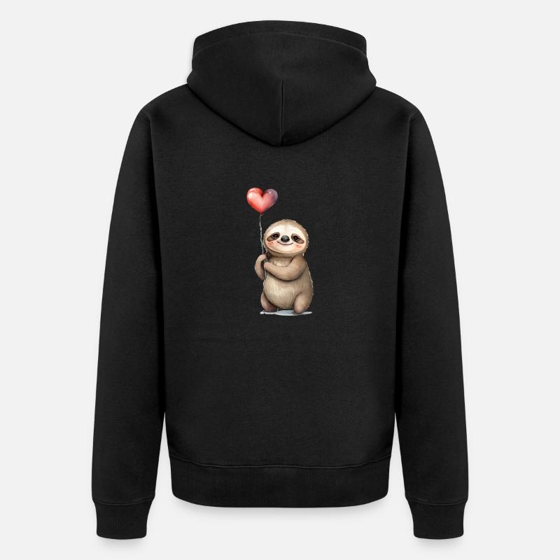 Aquarelle Sloth Heart - Veste à capuche bio Premium Unisexe - noir