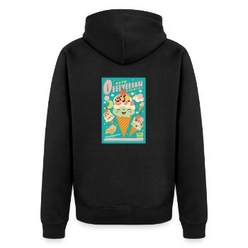 Eiscreme-Stil - Unisex Premium Bio Zip Hoodie - Schwarz - Hinten - Nico (187cm)