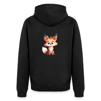 Fuchs Wasserfarben Waldtier - Unisex Premium Bio Zip Hoodie - Schwarz - Hinten - Nico (187cm)