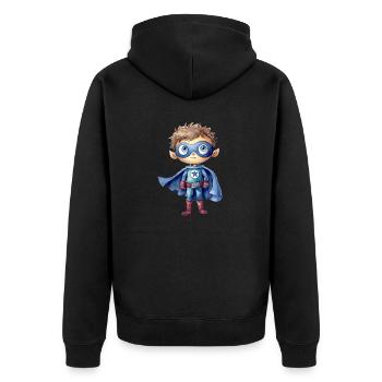 Superheld Wasserfarben Illustration - Unisex Premium Bio Zip Hoodie - Schwarz - Hinten - Nico (187cm)