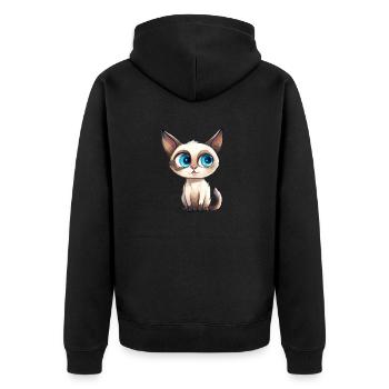 Siamese Cat Drawing Watercolor Watercolor - Unisex Premium Organic Zip Hoodie - black - Back - Nico (187cm)