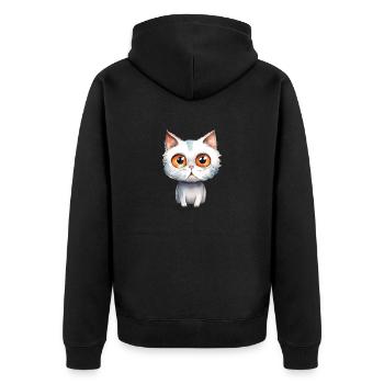 Cat Watercolor Drawing - Unisex Premium Organic Zip Hoodie - black - Back - Nico (187cm)