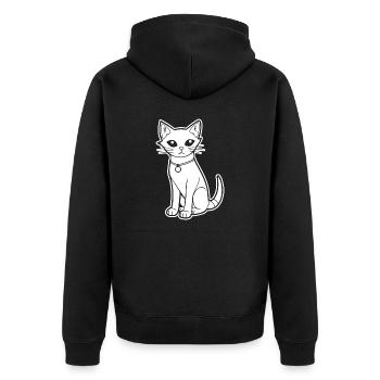 Cat Cat Kitten Cat Lady - Unisex Premium Organic Zip Hoodie - black - Back - Nico (187cm)