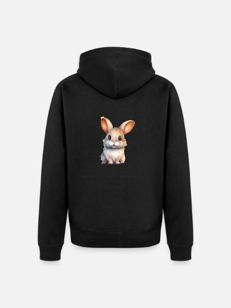 Hase Wasserfarben Zeichnung - Premium økologisk unisex-hættejakke - sort