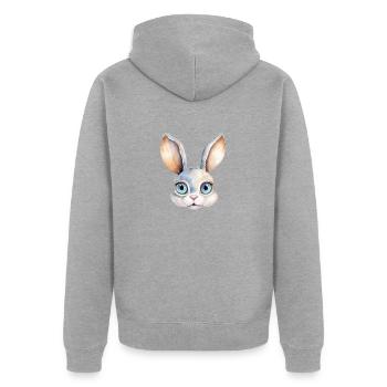 Rabbit Watercolor Drawing - Unisex Premium Organic Zip Hoodie - heather grey - Back - Nico (187cm)