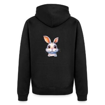 Hase Wasserfarben Zeichnung - Unisex Premium Bio Zip Hoodie - Schwarz - Hinten - Nico (187cm)