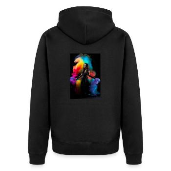 Rainbow Beauty 2 - Unisex Premium Organic Zip Hoodie - black - Back - Nico (187cm)