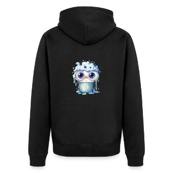 Monster Niedlich Wasserfarben Zeichnung - Unisex Premium Bio Zip Hoodie - Schwarz - Hinten - Nico (187cm)