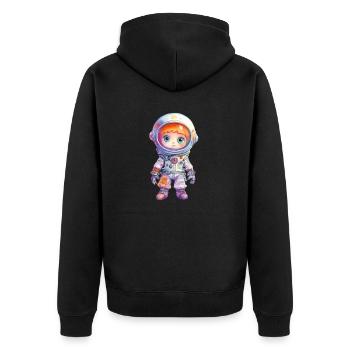 Dessin à l’aquarelle d’astronaute - Veste à capuche bio Premium Unisexe - noir - Dos - Nico (187cm)