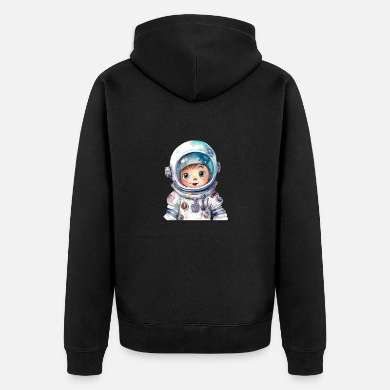Dessin à l’aquarelle d’astronaute - Veste à capuche bio Premium Unisexe - noir