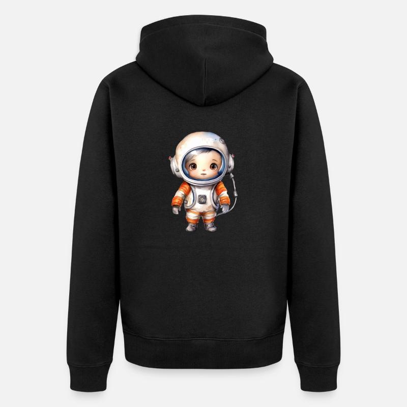 Dessin à l’aquarelle d’astronaute - Veste à capuche bio Premium Unisexe - noir