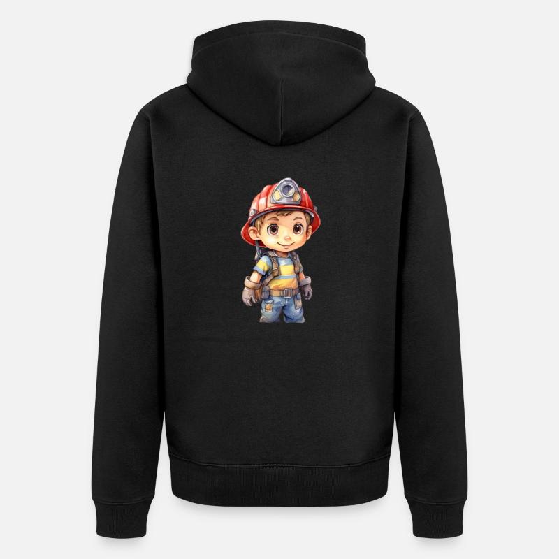 Dessin d’aquarelles de pompier - Veste à capuche bio Premium Unisexe - noir