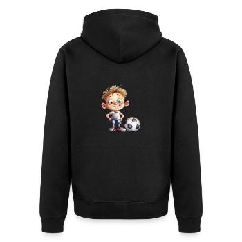 Fußballer Wasserfarben Zeichnung - Unisex Premium Bio Zip Hoodie - Schwarz - Hinten - Nico (187cm)