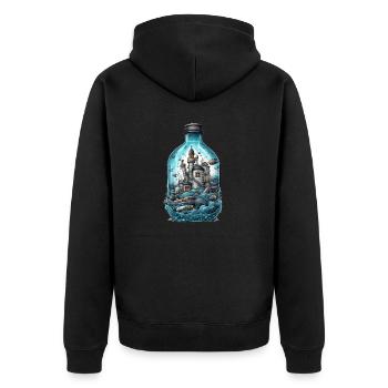 Sunken City Tattoo Drawing - Unisex Premium Organic Zip Hoodie - black - Back - Nico (187cm)