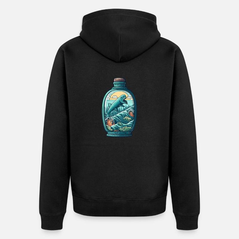 Dessin de bouteille océanique - Veste à capuche bio Premium Unisexe - noir