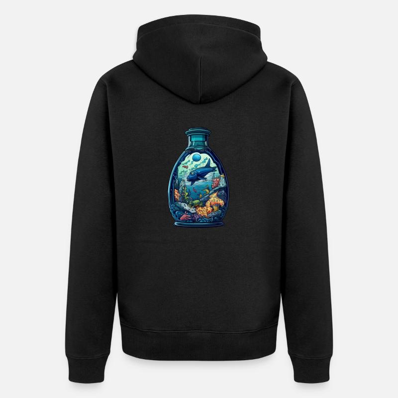 Dessin de bouteille océanique - Veste à capuche bio Premium Unisexe - noir