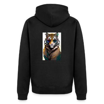 Inkpunk tiger with sunglasses 1 - Unisex Premium Organic Zip Hoodie - black - Back - Nico (187cm)
