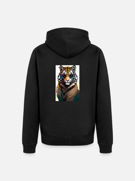Inkpunk tiger with sunglasses 1 - Unisex Premium Organic Zip Hoodie - black