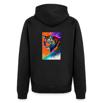 Colorful Art Potrait Tiger 1 - Unisex Premium Organic Zip Hoodie - black - Back - Nico (187cm)
