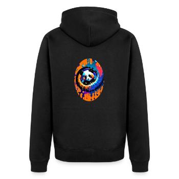 Buntes Kunst Potrait Panda 5 - Unisex Premium Bio Zip Hoodie - Schwarz - Hinten - Nico (187cm)