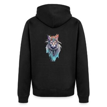 Native Cat - Unisex Premium Organic Zip Hoodie - black - Back - Nico (187cm)