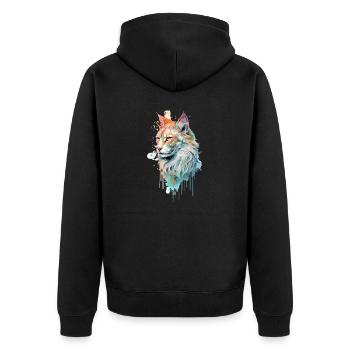 Eye-catching cat - Unisex Premium Organic Zip Hoodie - black - Back - Nico (187cm)